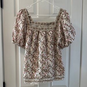 Max Studio Floral Puff Sleeve Blouse